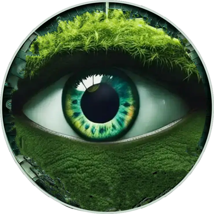 zu allen Hörspielen, Bild zeigt Auge mit pflanzlichen Augenbrauen